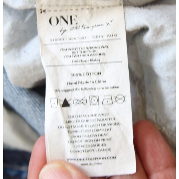 One by One Teaspoon Denim Jogger Pants Size XS Elastic Waist Jeans Cotton Y2K - Picture 10 of 10